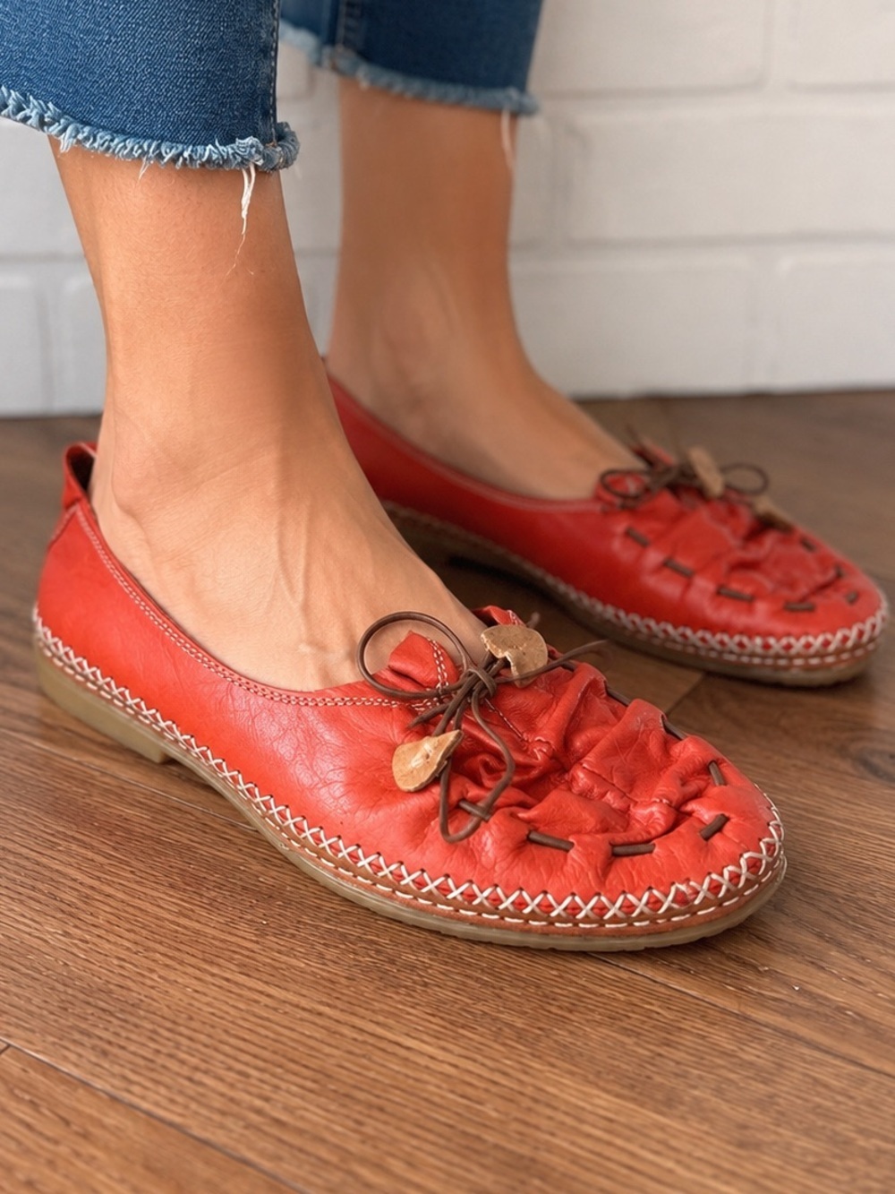 Spring Step Orange Leather Ballet Flats | EU 37 | Portugal Comfort